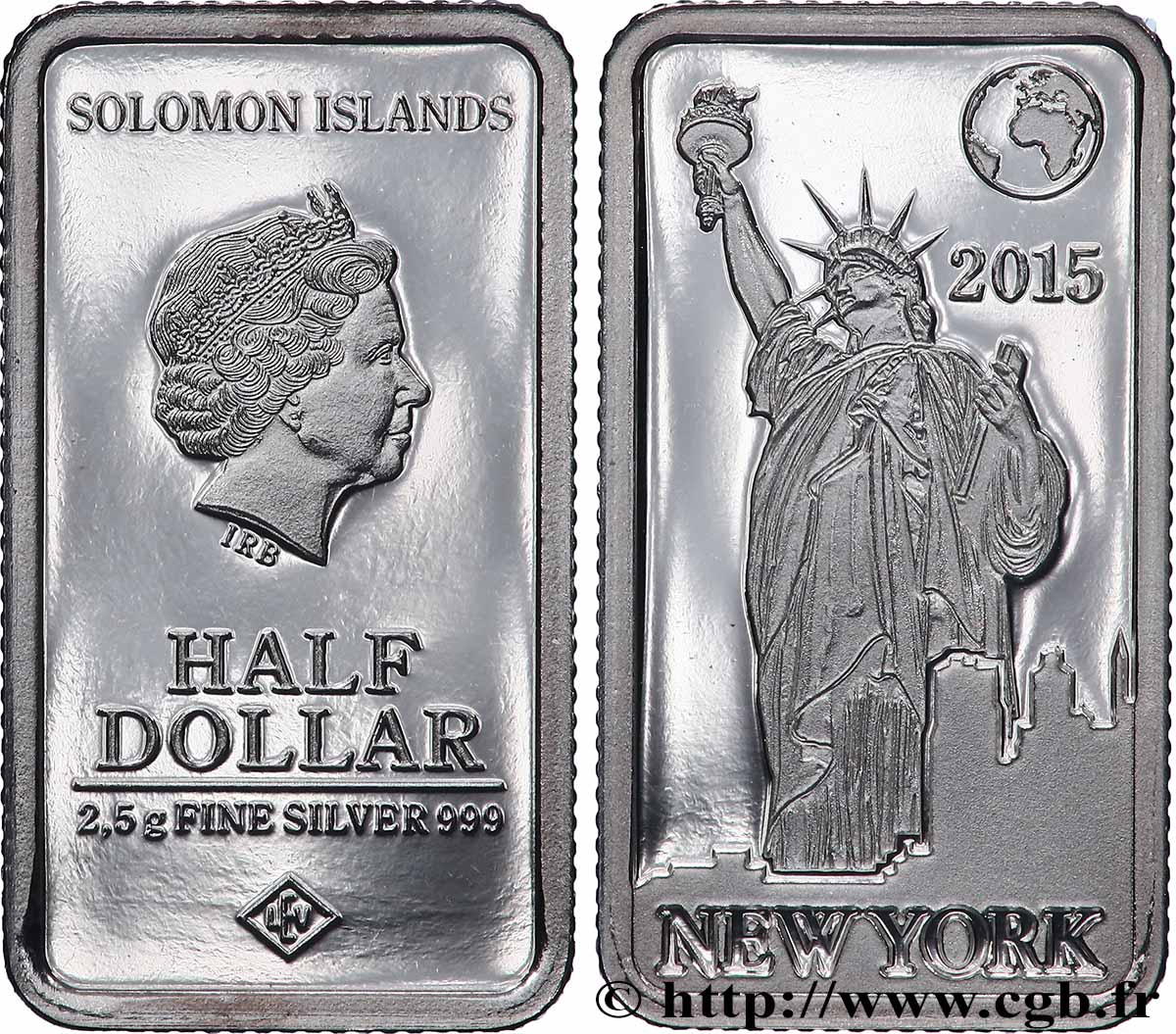 SOLOMON ISLANDS 1/2 Dollars Proof Statue de la Liberté 2015  MS 