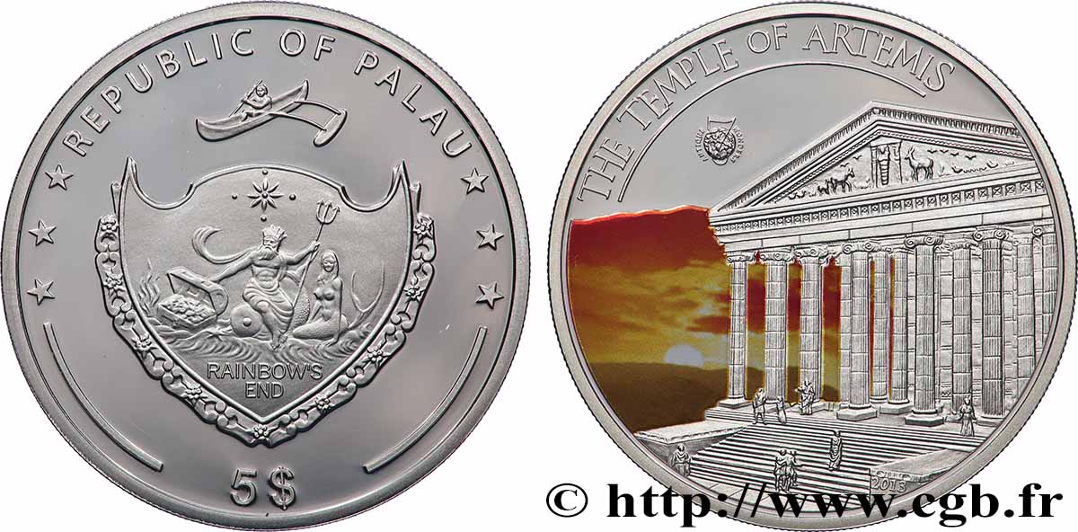 PALAU 5 Dollars TEMPLE D’ARTEMIS 2013  fST 