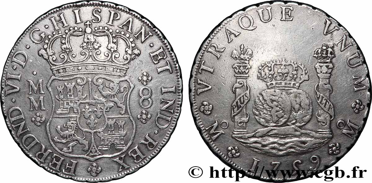 MEXIQUE 8 Reales Ferdinand VI 1759 Mexico TTB+ 