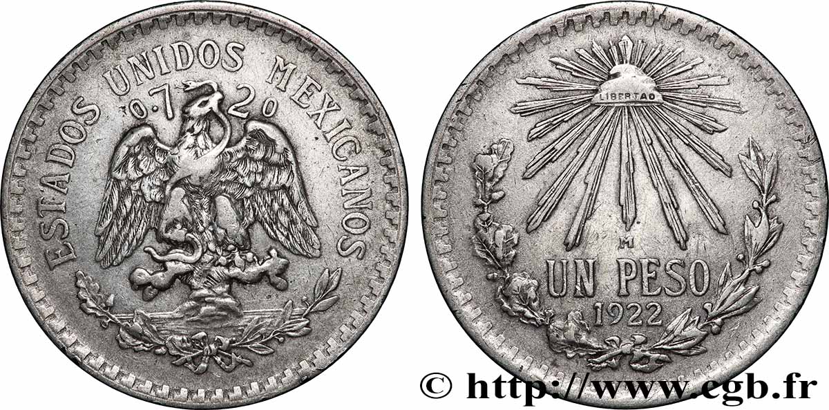 MEXIQUE 1 Peso 1922 Mexico TTB 