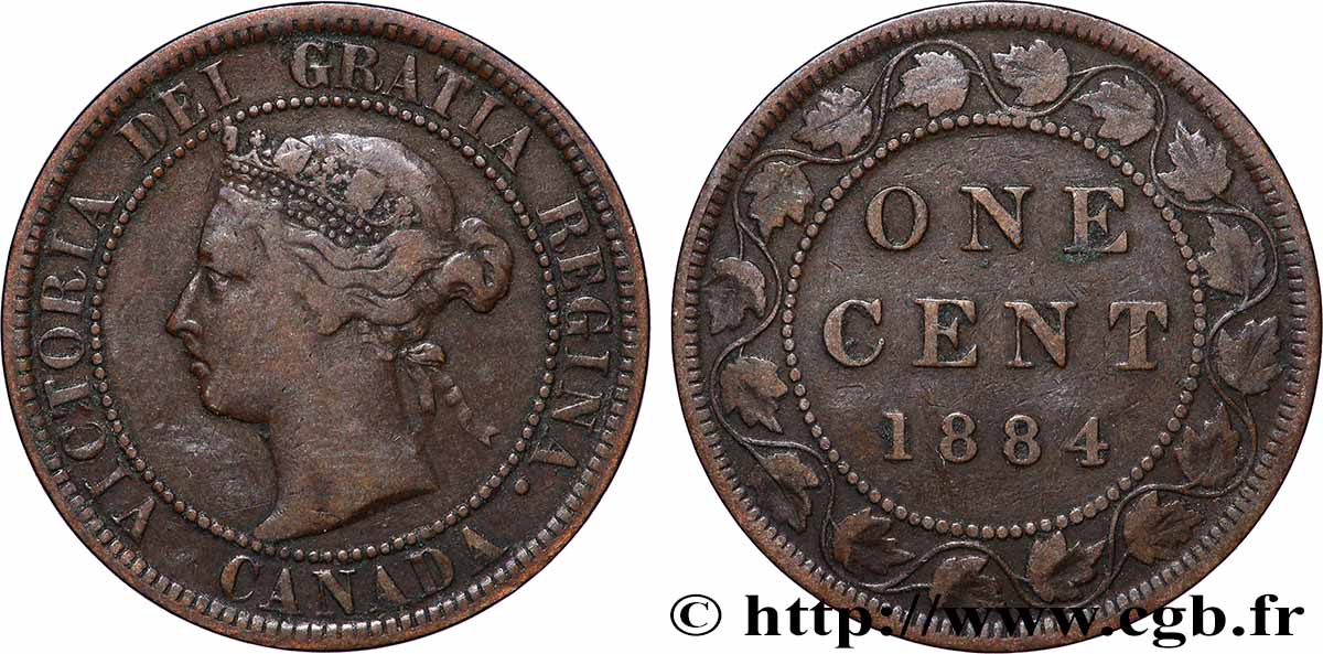 CANADA 1 Cent Victoria 1884 Londres TB+ 