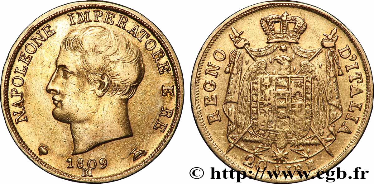 ITALIEN - Königreich Italien - NAPOLÉON I. 20 Lire 1809 Milan SS 