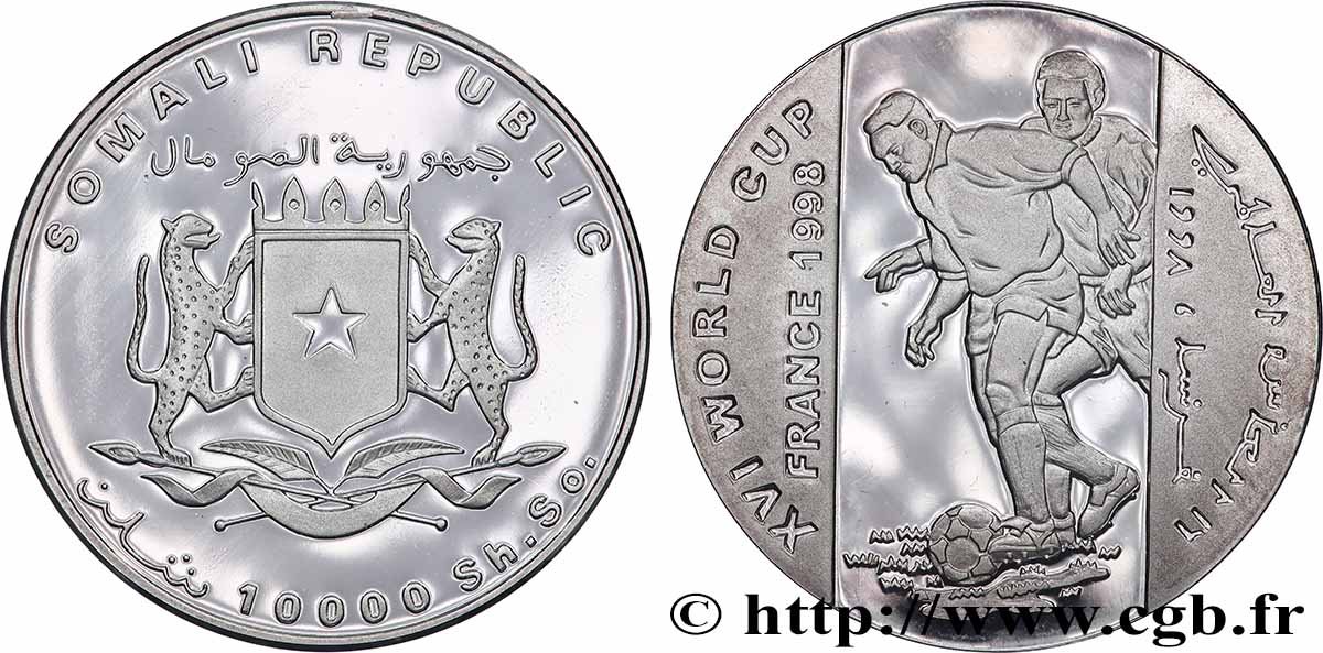 SOMALIA 1000 Shillings Proof XVIe Coupe du Monde de Football - France 1998 1998  fST 