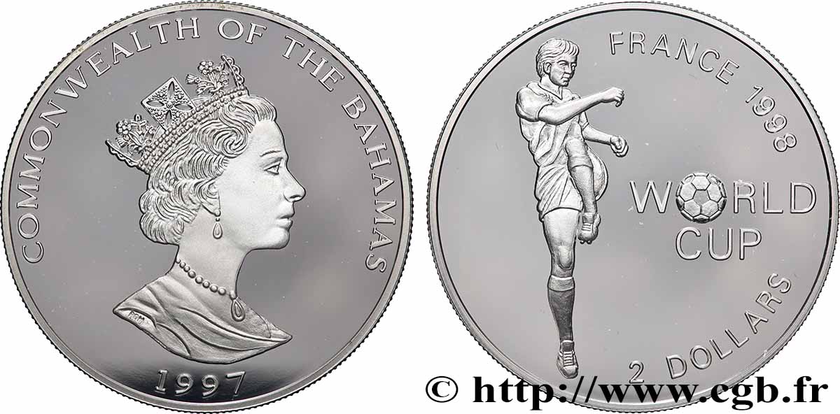 BAHAMAS 2 Dollars Proof 35 ans de WWF 1998 Franklin Mint MS 