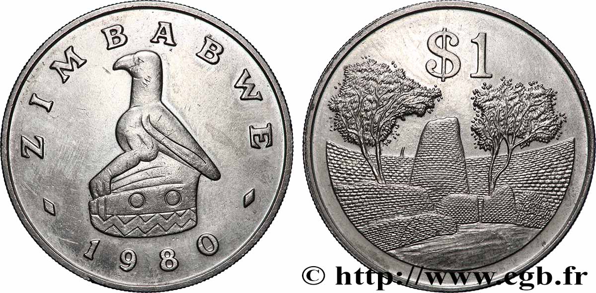 ZIMBABWE 1 Dollar emblème à l’aigle 1980  SUP 