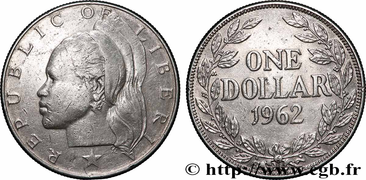 LIBERIA 1 Dollar femme africaine 1962 Philadelphie TB+/TTB 