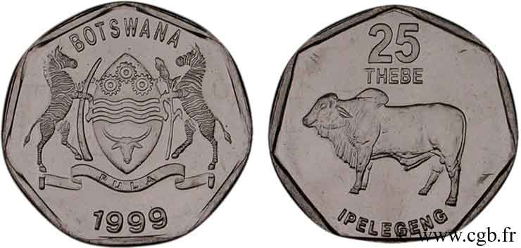 BOTSWANA (REPUBLIC OF) 25 Thebe Zébu 1999  MS 