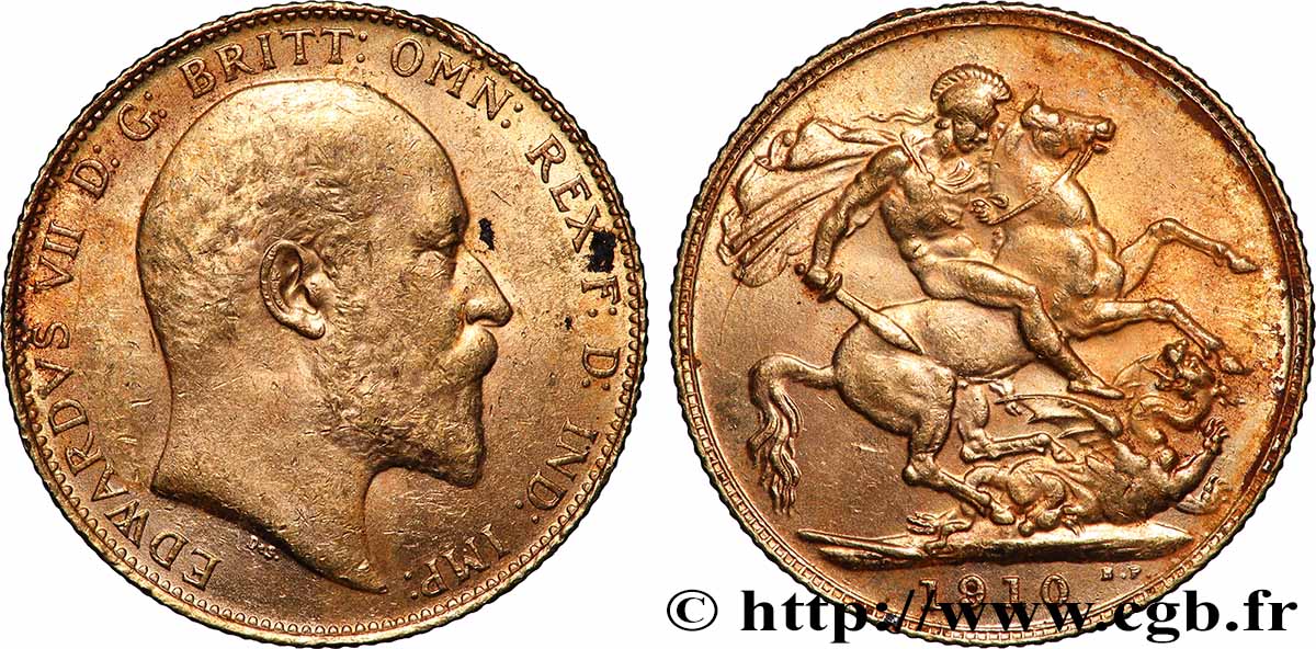 OR, PALLADIUM ET PLATINE INVESTISSEMENT 1 Souverain Edouard VII 1910 Londres TTB+ 