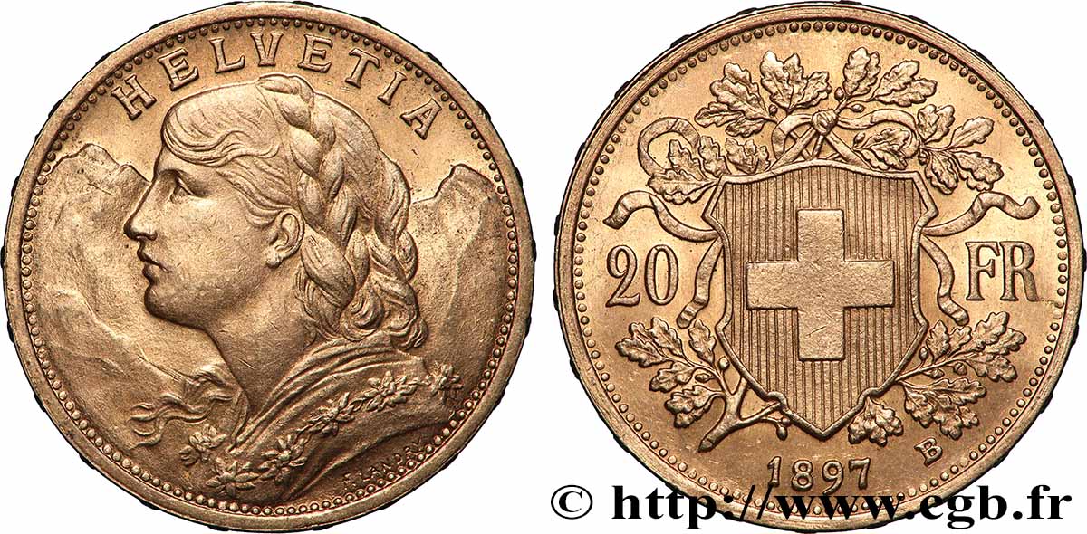 ORO, PALLADIO E PLATINO: INVESTIMENTI 20 Francs “Vreneli” 1897 Berne SPL 