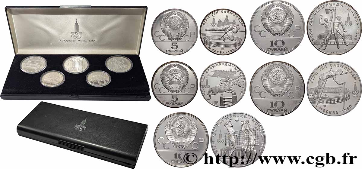 RUSSIE - URSS Coffret 5 Monnaies Proof Jeux Olympiques de Moscou 1980  FDC 