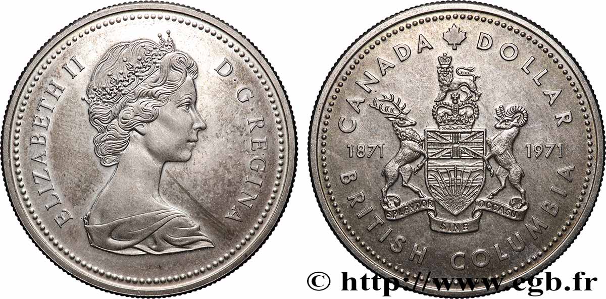 CANADA 1 Dollar Proof centenaire de l’intégration de la Colombie Britannique 1971  SPL 