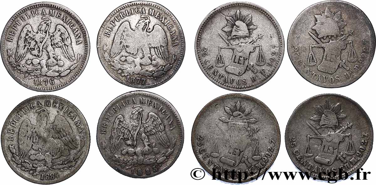 MEXIQUE Lot 4 x 25 Centavos Années diverses Atelier divers TB+ 