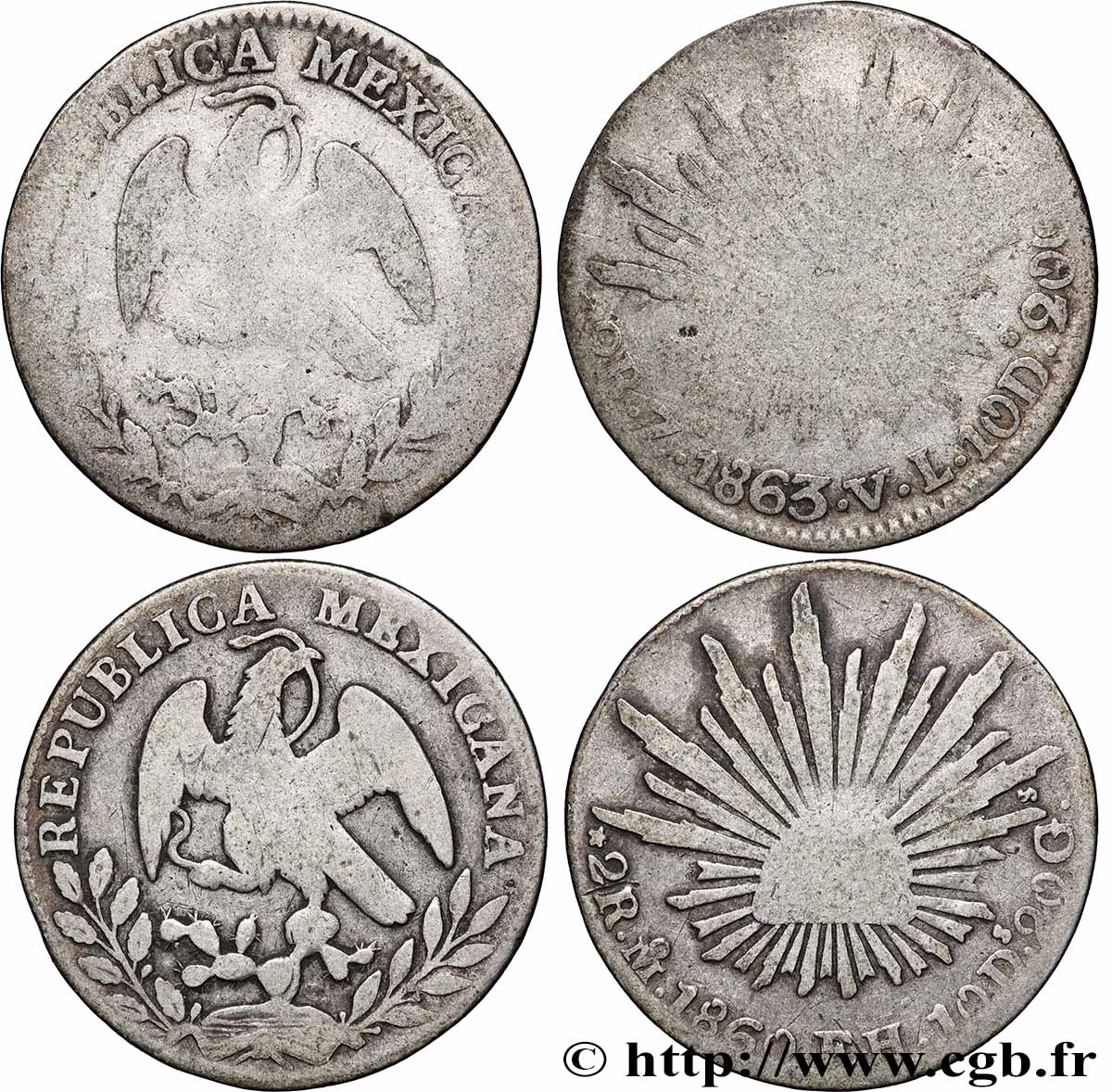 MEXICO Lot 2 x 2 Reales n.d. Atelier divers VF 