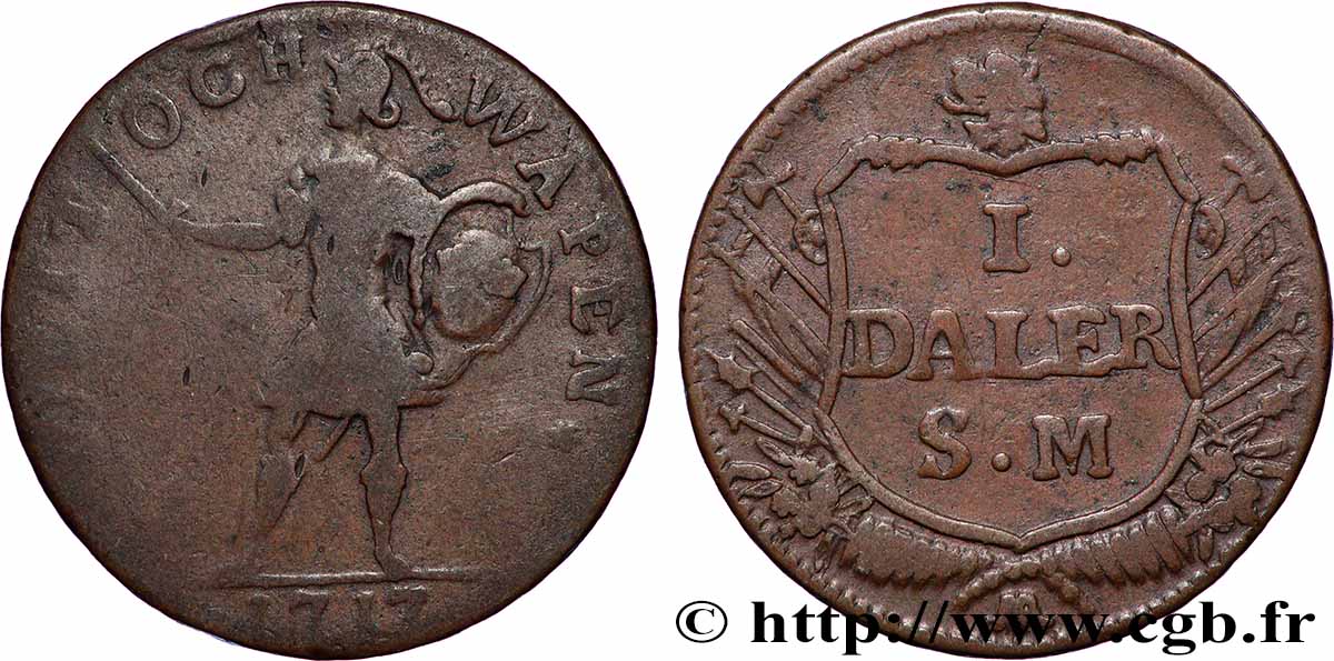 SWEDEN 1 Daler “Homme en armes” 1717  VF 