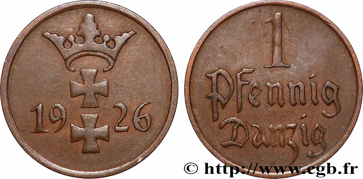 DANZIG (FREIE STADT) 1 Pfennig 1926 Berlin SS 