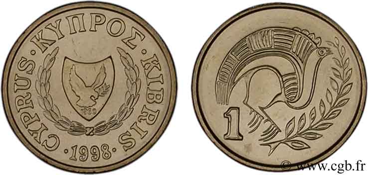 CYPRUS 1 Cent oiseau stylisé 1998  MS 