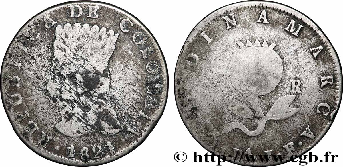 COLOMBIA 8 Reales 1821  VF 