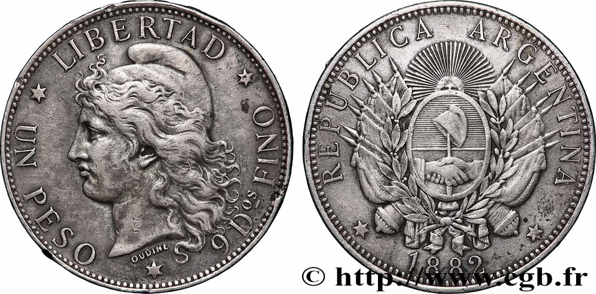 ARGENTINA 1 Peso  1882  XF 