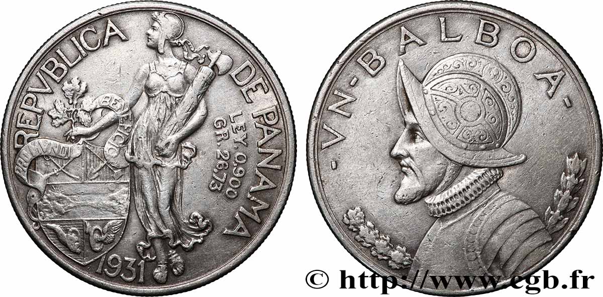 PANAMA 1 Balboa Vasco Nunez de Balboa 1931  TTB+ 