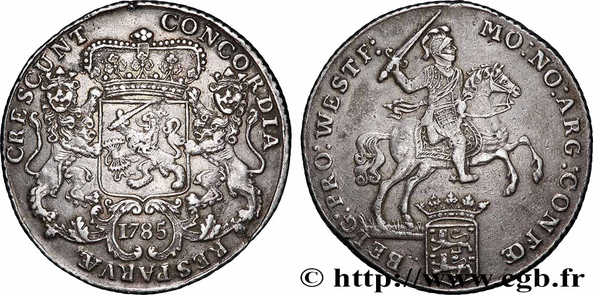 PAíSES BAJOS - PROVINCIAS UNIDAS - FRISIA Ducaton au cavalier 1785  MBC+ 