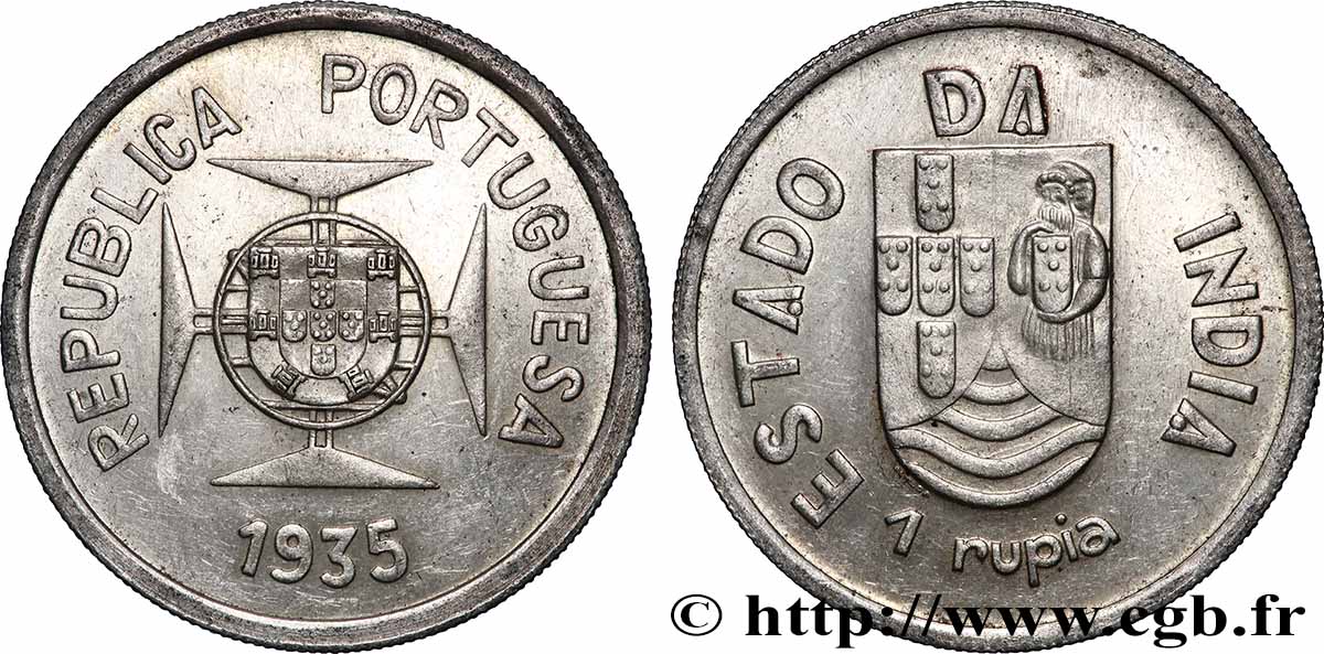 INDIA PORTOGHESE 1 Rupia République Portugaise 1935  SPL 