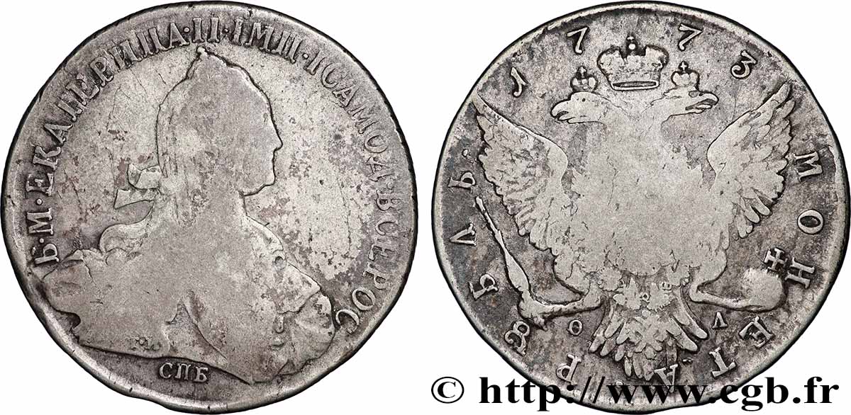 RUSIA - CATALINA II 1 Rouble  1773 Saint-Petersbourg BC 