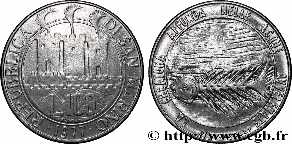 SAN MARINO 100 Lire 3 tours / écologie : les eaux polluées 1977 Rome FDC 