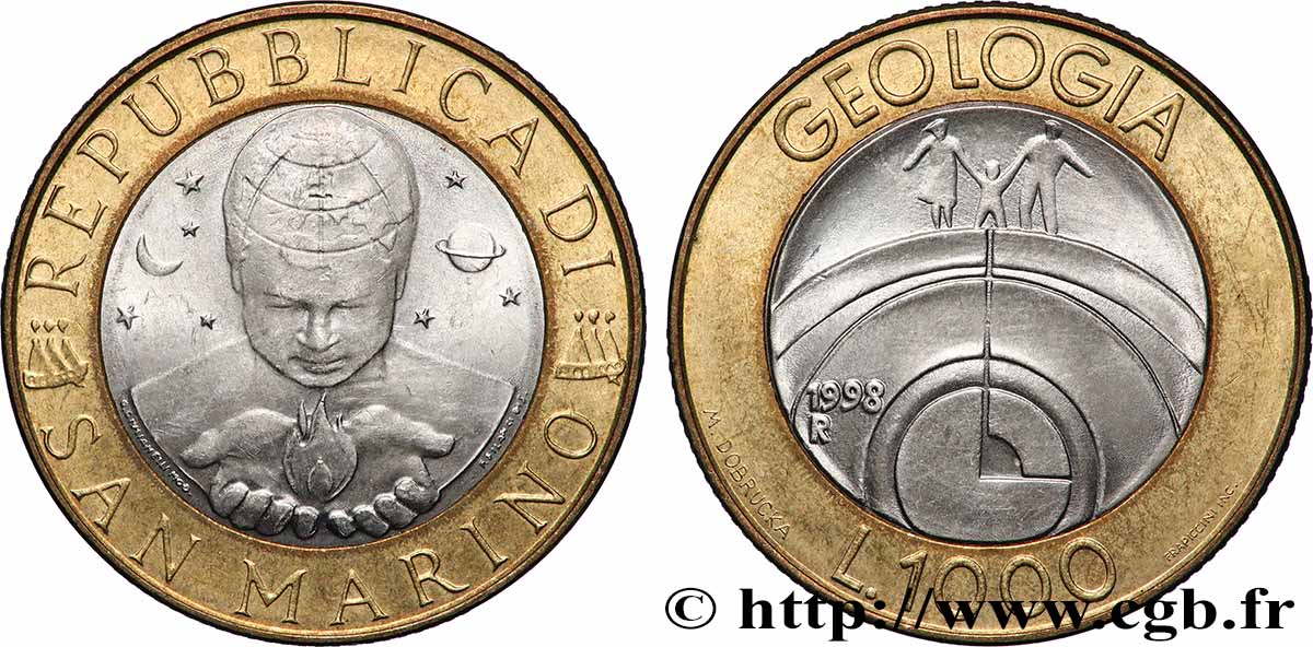SAN MARINO 1000 Lire enfant de l’univers / la géologie 1998 Rome - R AU 