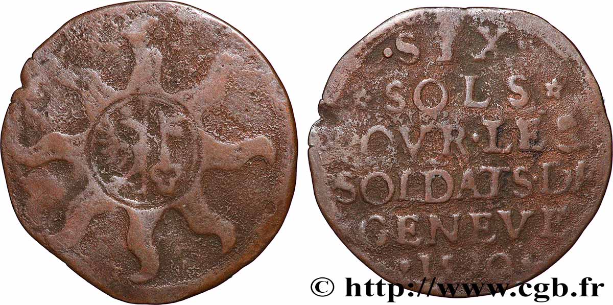 SWITZERLAND - REPUBLIC OF GENEVA 6 Sols 1590 Genève VF 