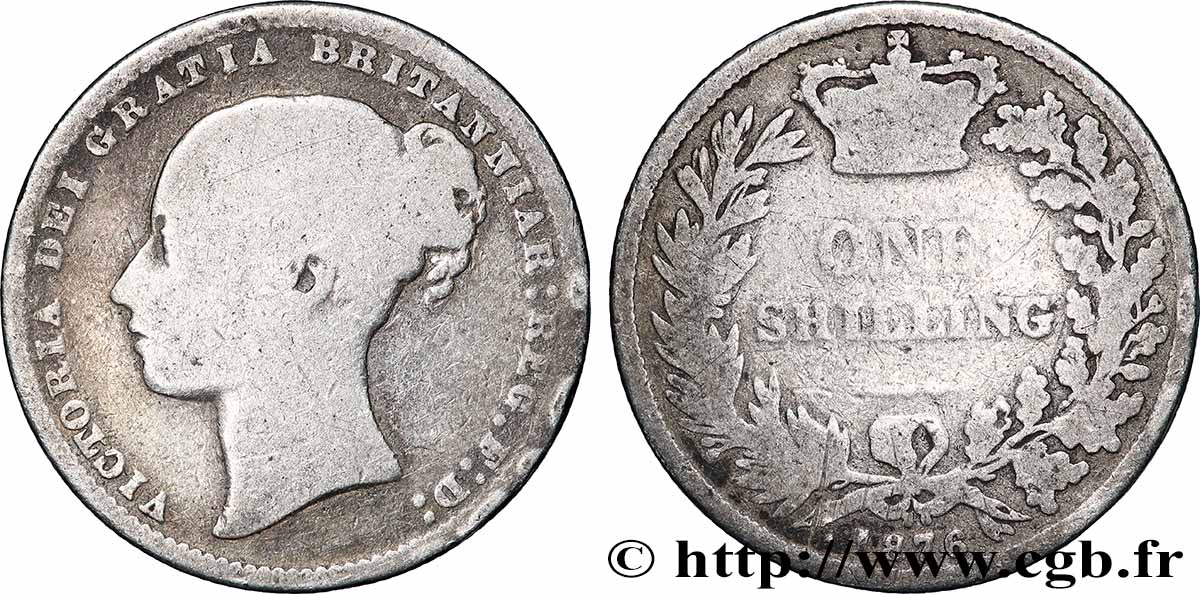 ROYAUME-UNI 1 Shilling Victoria 1876 Londres B+ 