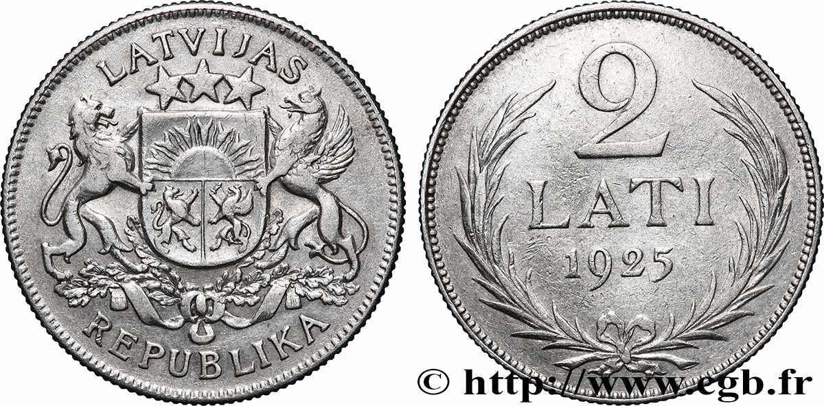LETTLAND 2 Lati emblème 1925 Londres fVZ 