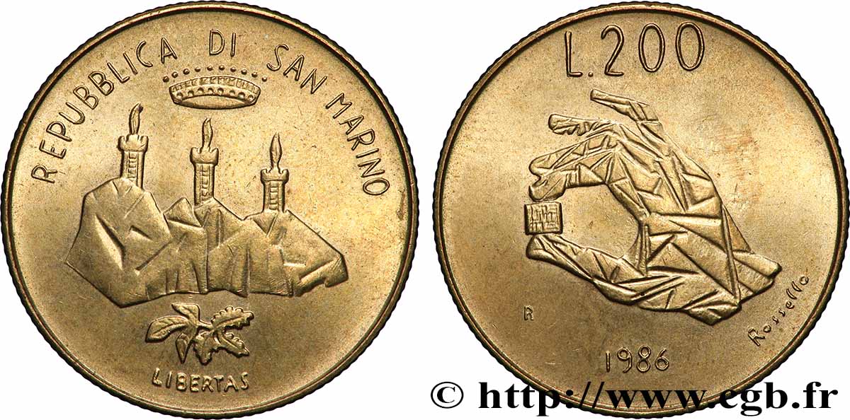 SAINT-MARIN 200 Lire “l’évolution technologique” 1986 Rome - R SUP 
