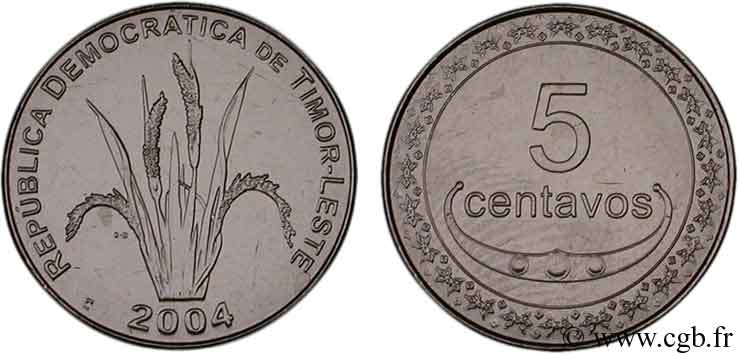 TIMOR 5 Centavos plant de riz 2004  SPL 