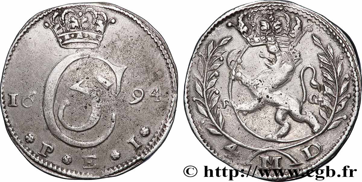 NORVÈGE - ROYAUME DE NORVÈGE - CHRISTIAN V 4 Mark 1694 Oslo TTB 