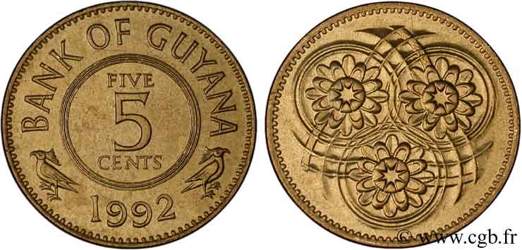 GUYANA 5 Cents 1992  MS 