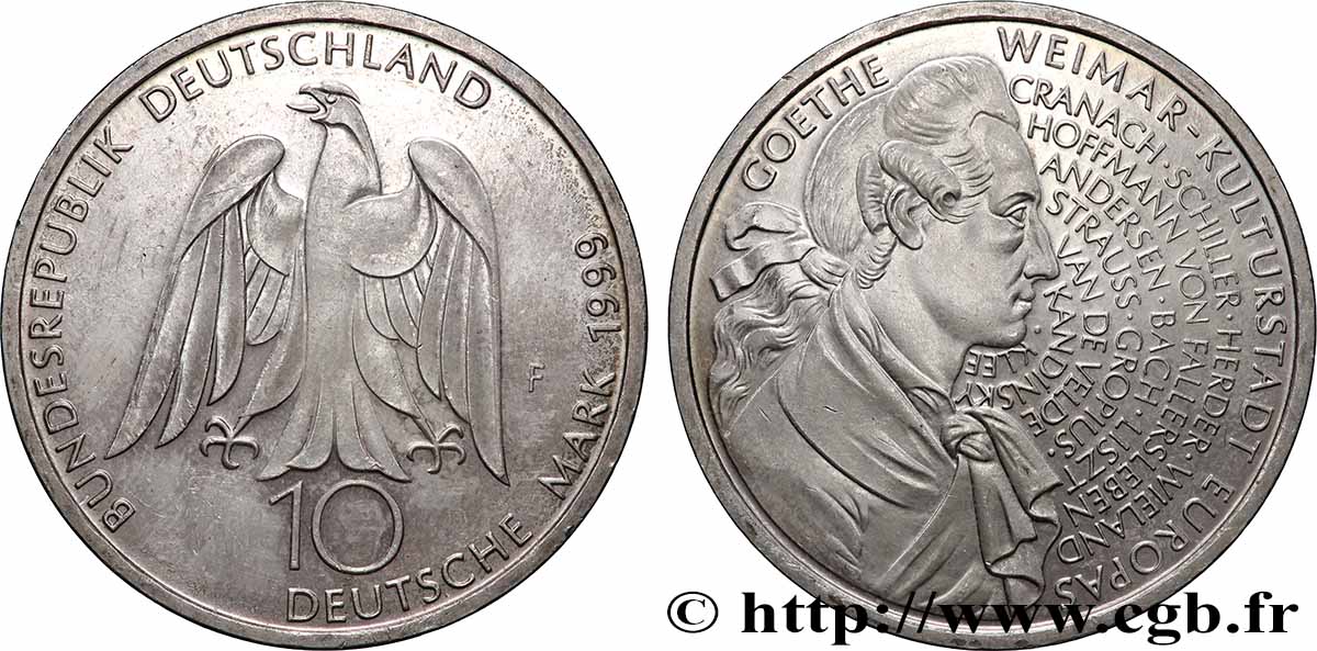 ALLEMAGNE 10 Mark Weimar ville européenne de la Culture 1999 Stuttgart - F SUP 