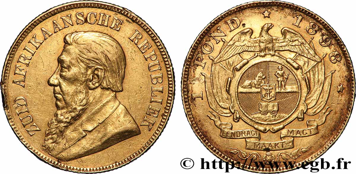 AFRIQUE DU SUD - RÉPUBLIQUE - PRÉSIDENT KRUGER 1 Pond 1898 Prétoria q.BB 