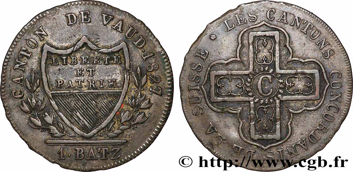 SCHWEIZ  - KANTON WAADT 1 Batzen 1827 Lausanne SS 