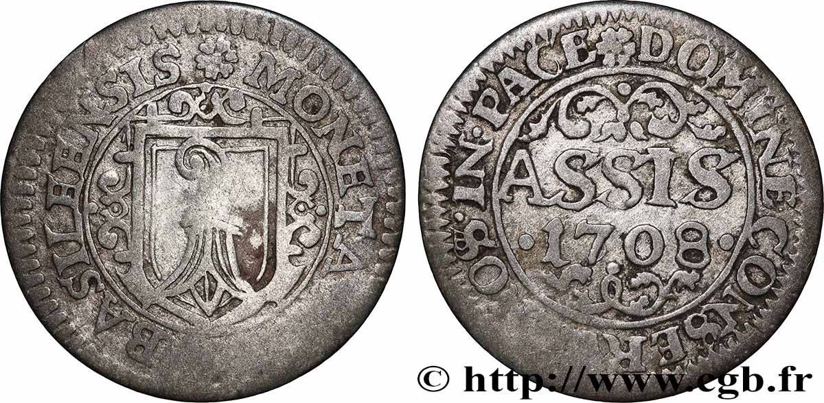 SUISSE - VILLE DE BÂLE 1 Assis 1708  TB+ 