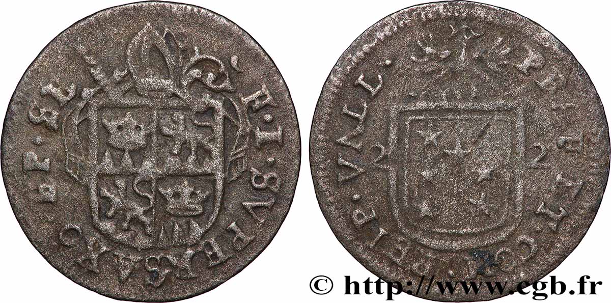 SUISSE - CANTON OF VALAIS 1/2 Batzen canton du Valais (Sitten) frappe au nom de l’évêque François-Joseph Supersaxo 1722  VF 