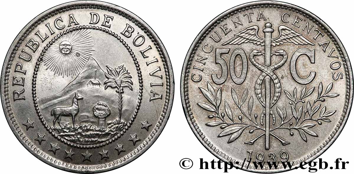 BOLIVIE 50 Centavos 1939  SUP 