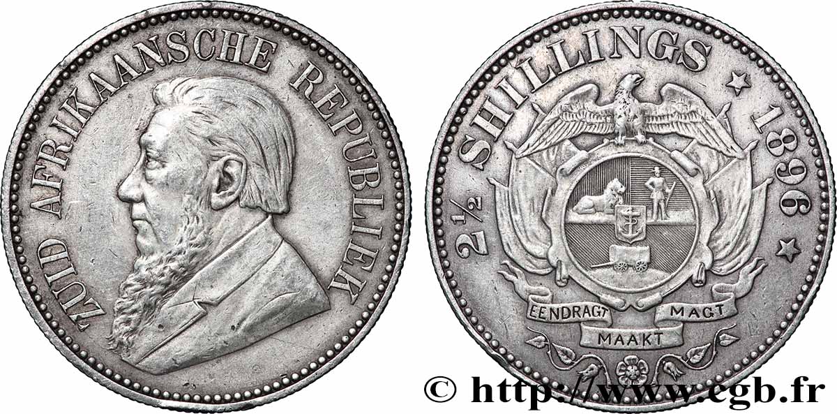 AFRIQUE DU SUD 2 1/2 Shillings président Kruger 1895  TTB 