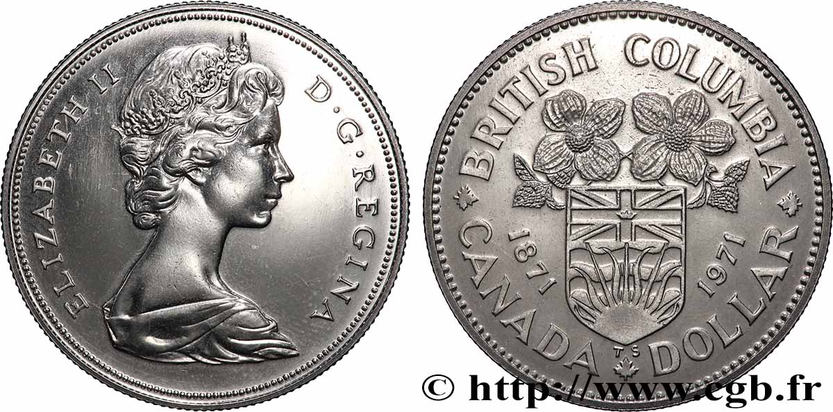 CANADA 1 Dollar centenaire de l’intégration de la Colombie Britannique 1971  SPL 