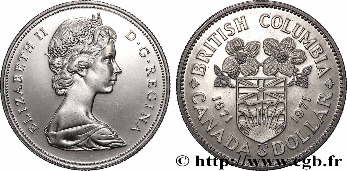 CANADA 1 Dollar centenaire de l’intégration de la Colombie Britannique 1971  SPL 