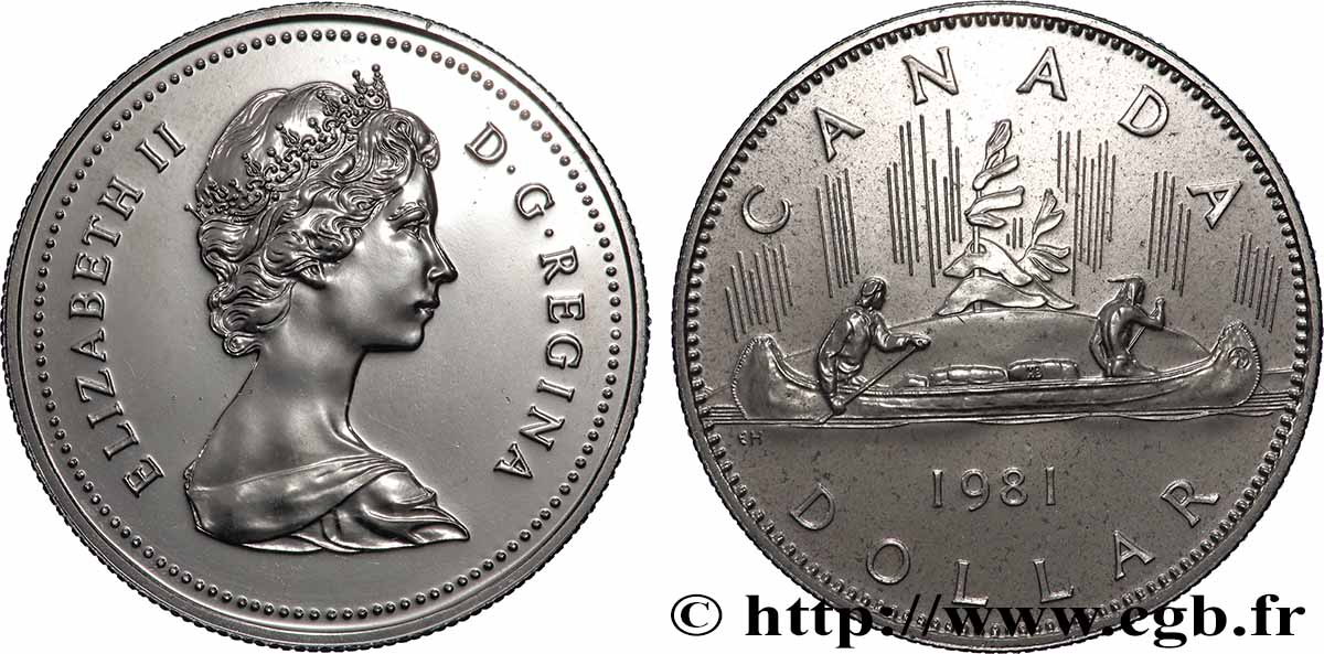 CANADA 1 Dollar Elisabeth II / indiens et canoe 1981  SPL 