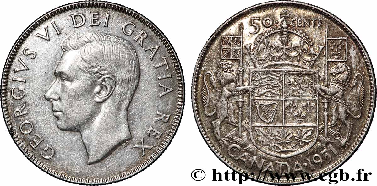 CANADA 50 Cents Georges VI 1951  TTB+ 