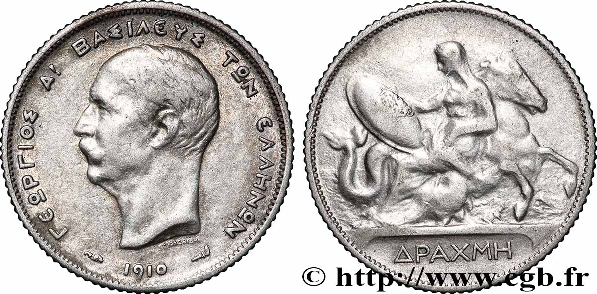 GRIECHENLAND 1 Drachme Georges Ier 1910 Paris fSS 
