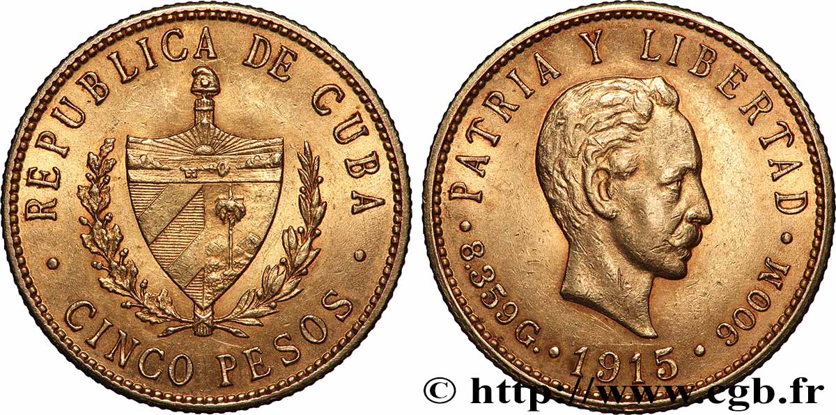 KUBA 5 Pesos 1915 Philadelphie fVZ 