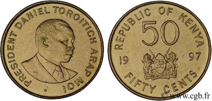 KENYA 50 Cents Président Daniel Arap Moi 1997  SPL 