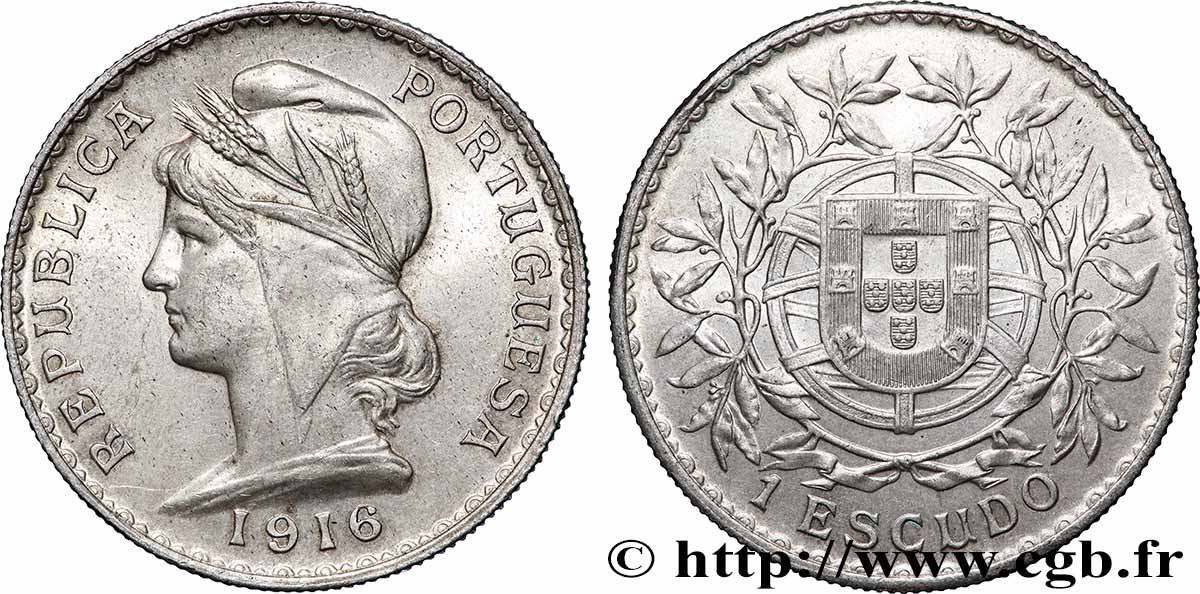 PORTUGAL 1 Escudo 1916  SUP 